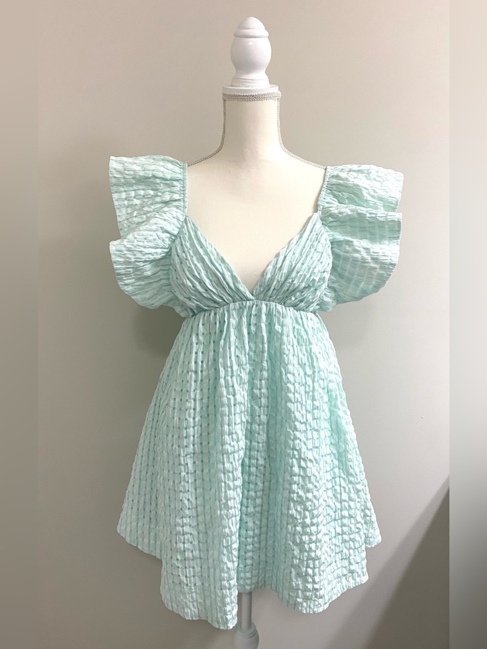 Day+Moon Womens M Mint Green Ruffle Dress Boho Summer Coastal Preppy Cottagecore